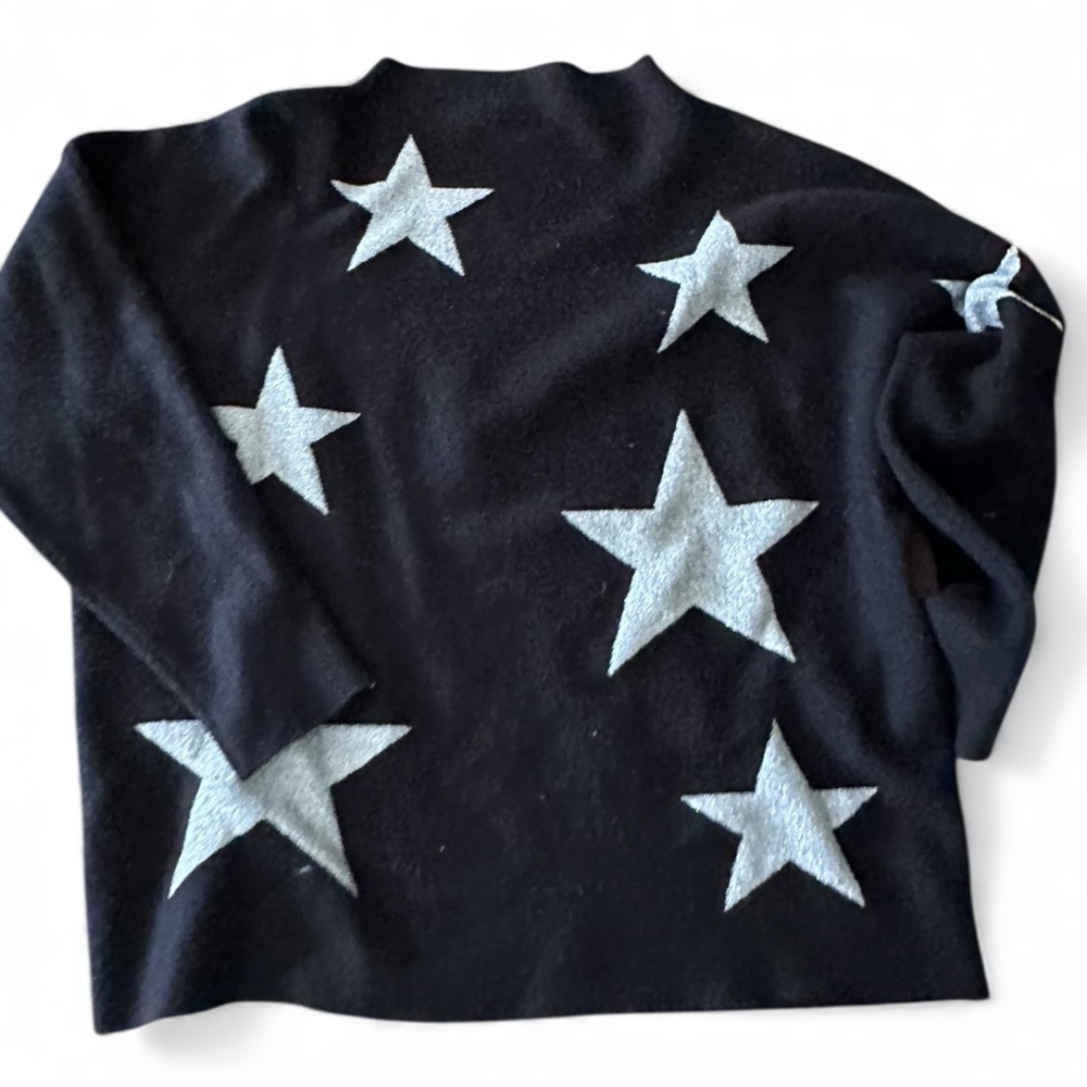 Black silver Star Pattern Women's Sweater L-XL